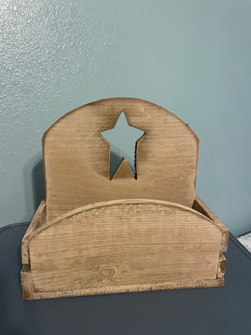 Rustic Wooden Star Napkin Holder - Natural Wood